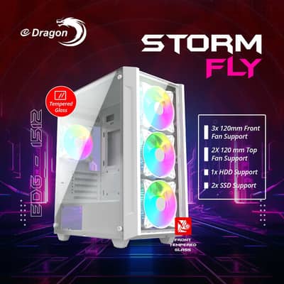 E dragon white rgb pc case with 3 rgb fans