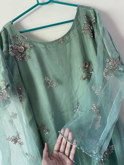 2 Piece Light Jade Green Net Frock