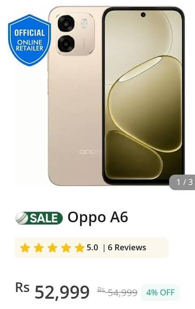 opoo a6 golden color 8/128