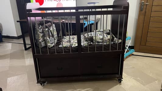 Baby Cot with Mattress & 4-Side Bumper Set – Excellent Condition