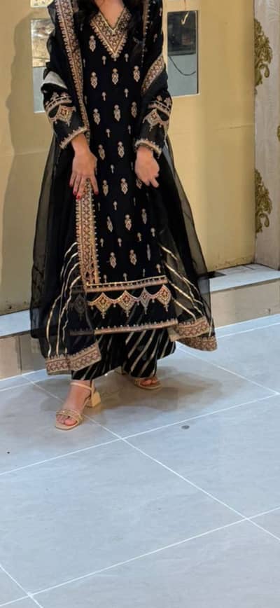 Black organza ethnic brand elegant dress for sale