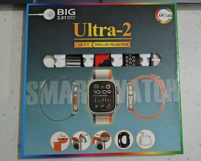 Ultra 2 Smart Watch (12+1 Pack) – 11 Straps + 1 Dial + Charging Cable