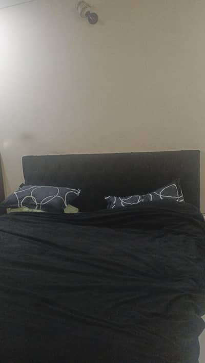 Turkish Velvet Black King Size Bed with Spring Mattress