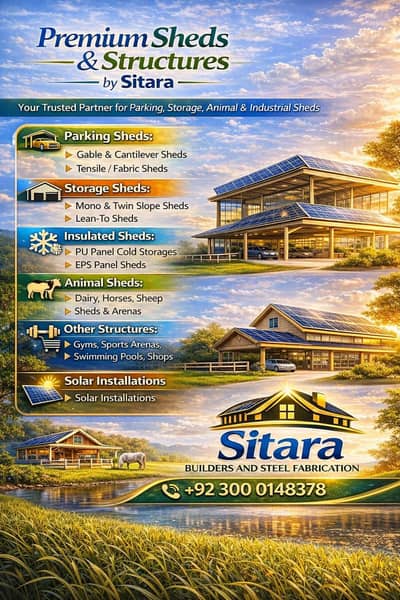 Builders steel fabrication, Parking Animal Sheds solar structure