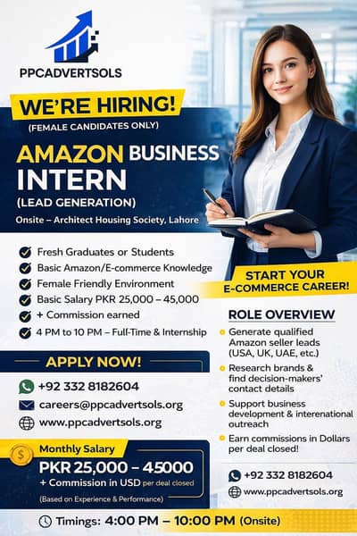 Amazon Brand Lead Generation & Outreach Specialist (Onsite – Lahore)