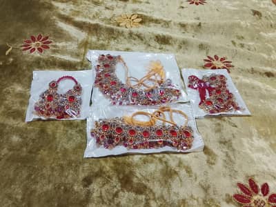 Bridal Red & Golden Jewelry Set-New Condition, used only once