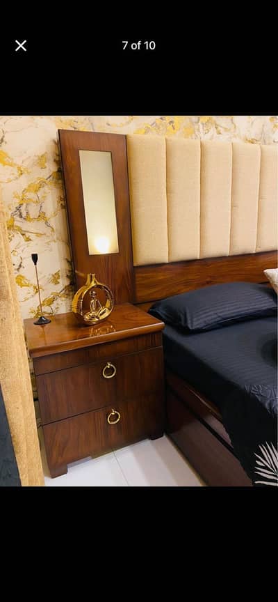 Sheesham wood bed set luxurious looks with lights