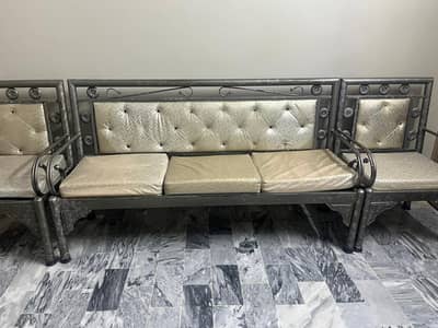 5 seater silver black sofa set
