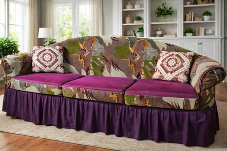 3+2+1 Used Sofa Set for Sale – With Cushions & Covers – Good Condition