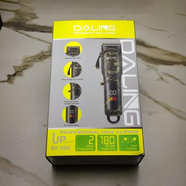 Daling Camouflage Professional Hair Clipper – LCD Display | 200 Min Backup | Corded & Cordless