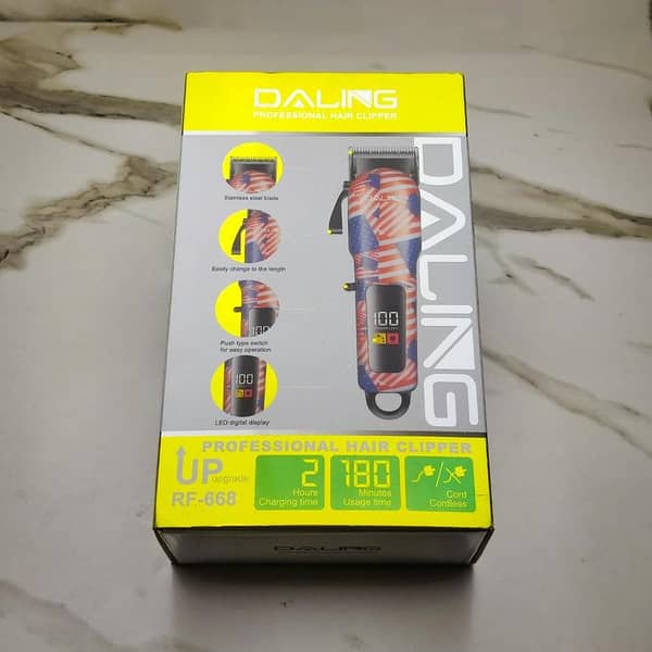 Daling US Flag Professional Hair Clipper – LCD Display | 200 Min Backup | Corded & Cordless