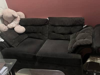 6 seater sofa black velvet