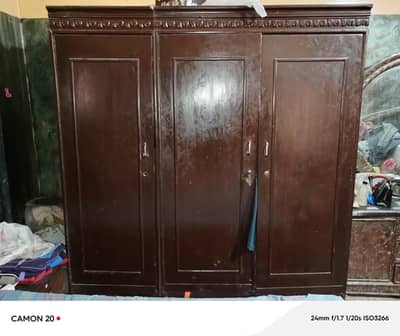 3 portion wooden almari