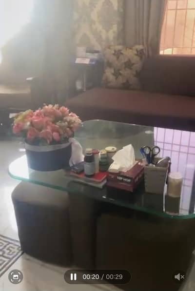 6 seater  L shape Sofa plus central table with 4 seats