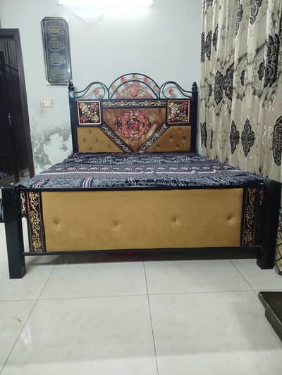 Iron Double Bed with Mattress – Excellent Condition (10/10)