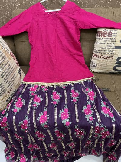 Stylish Pink & Purple Embroidered Party Wear Dress