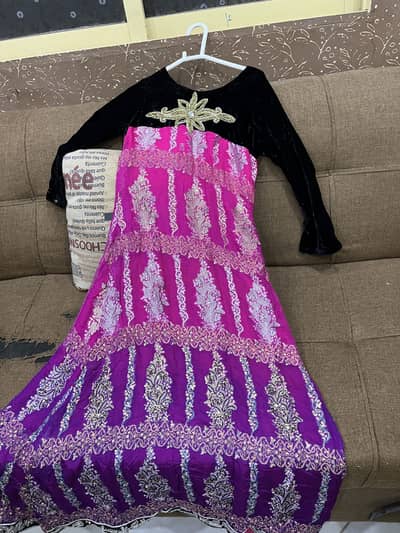 Purple & Black Embroidered Formal Frock / Party Wear Dress