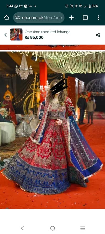 KASHEES BRIDAL RED LEHANGA