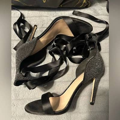 Aldo Rhinestone Heel with Ribbon