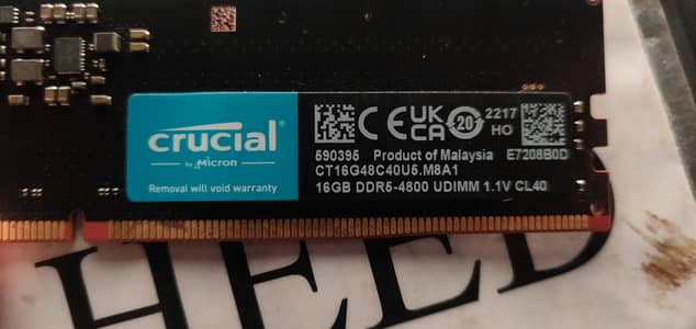Crucial 16gb single 4800mhz DDR5 CL40 normal PC ram