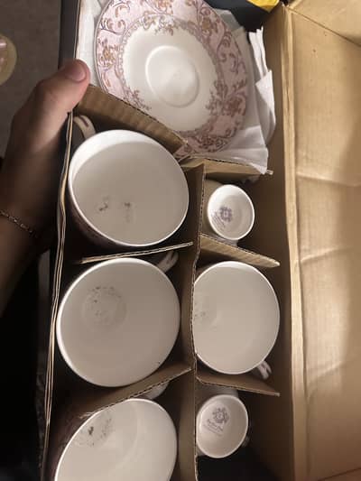 Green crockery China bone tea set 12 pcs