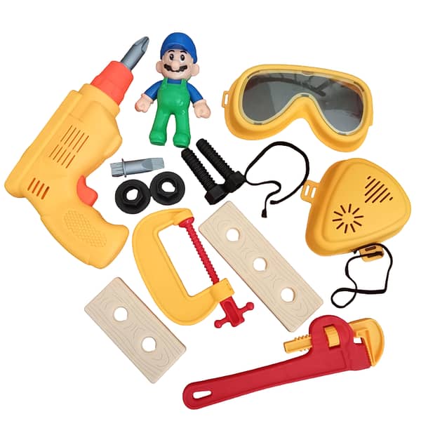 Kids Plastic Tool Set with Toy Drill & Accessories | Educational Construction Play Kit with Safety Goggles | Colorful DIY Toy Set for Boys & Girls | Gift Set