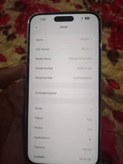 Iphone 14 pro max non pta 128 white color