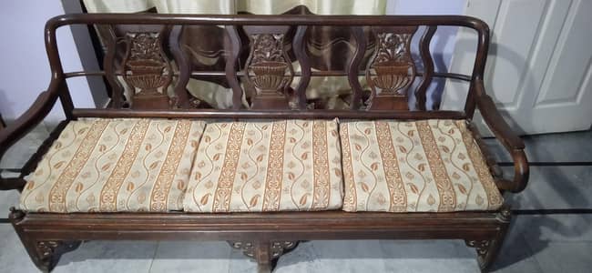 wooden 3 seater sofa