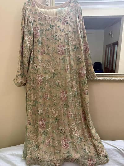 elegant heavy embroidered chiffon dress