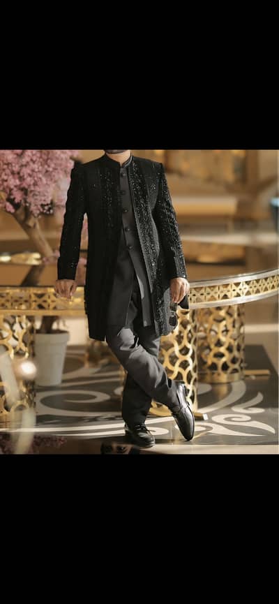 Black sherwani For Groom / Brother, Cousin of Groom