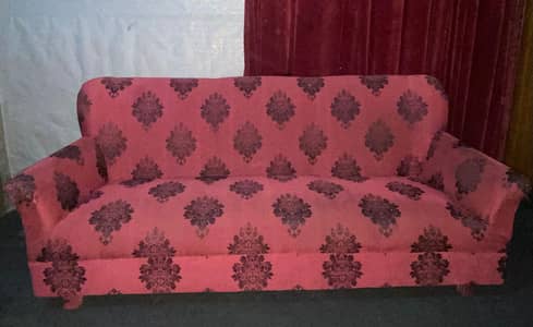 3 Seater Maroon Printed Sofa for Sale – Good Condition