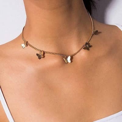 Gold-Plated Butterfly Design Choker Pendant- 1 Pc
