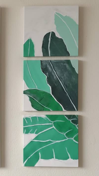Piece Modern Leaf Painting Set - Handmade