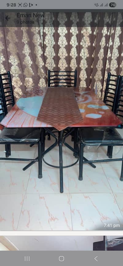 6 chair dabble glass dining tabil