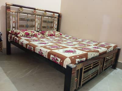 Almost new Iron Bed with mattress for sale, Full size heavy iron bed