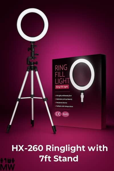 NOOR BRAND COLLECTION 26cm 3modes Ring Light with 7ft Stand
