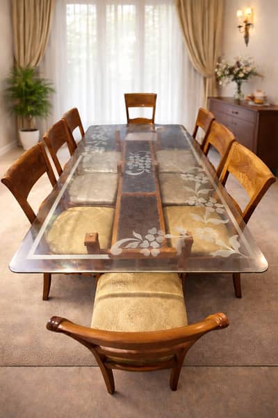Elegant 8-Seater Glass Dining Table Set Excellent Condition