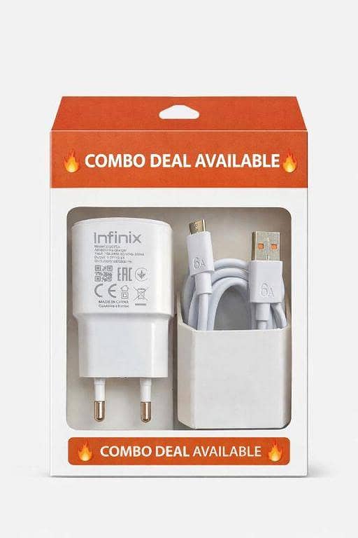 Infinix Fast Charger + 6A type C USB Cable Combo Deal Available