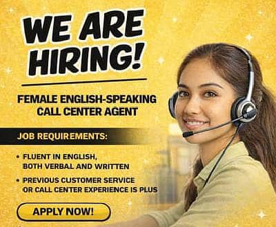 We are Hiring female staff For Call centre