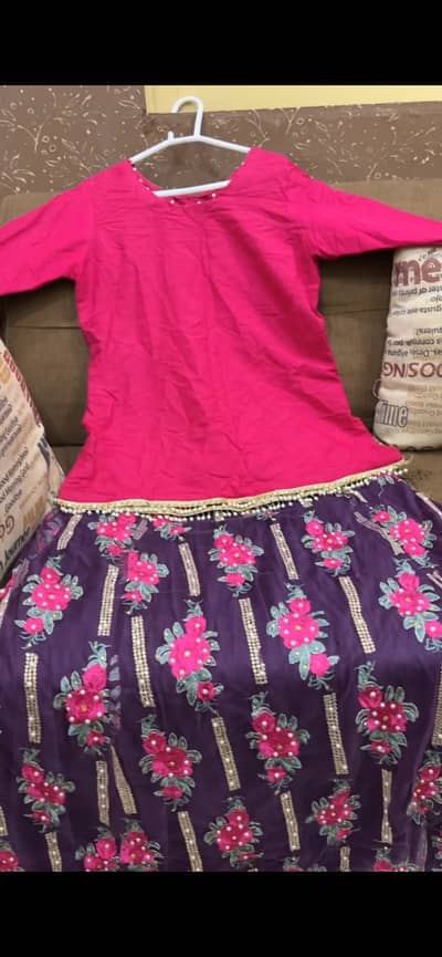Stylish Pink & Purple Embroidered Party Wear Dress