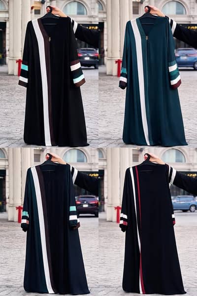 Noor Contrast Stripe Abaya