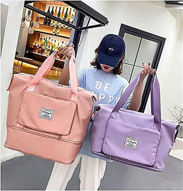 Large Capacity Folding Travel Bag – Lightweight Waterproof Duffel Bag with Dry & Wet Separation, Foldable Oxford Fabric Luggage for Gym, Sports & Weekender Trips