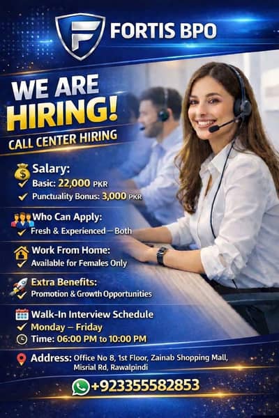 Call Center job Available in Misrial Road, Rawalpindi, Voice non voice
