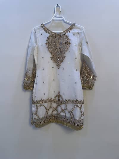 2 PIECE WHITE WEDDING WEAR GARARA AND KAMEEZ FANCY FORMAL