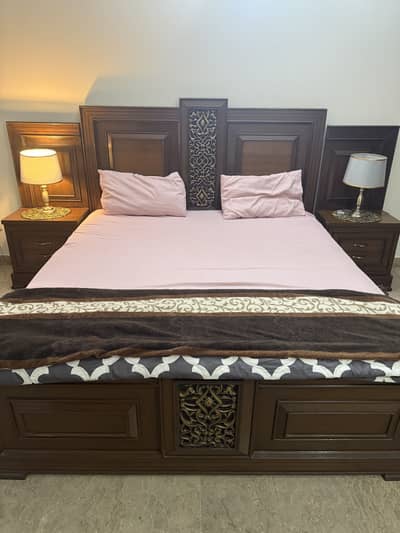King Bed with Side tables and Mattess