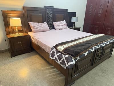 King Bed with Side tables and Mattess