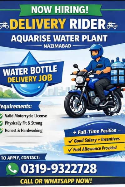 I want honest delivery boys for mineral water