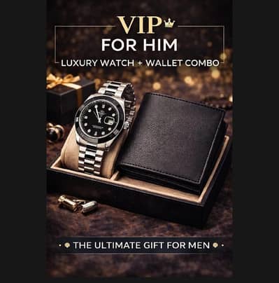 Rolax Style High quality Watch And Black leather bracelet combo/Luxury