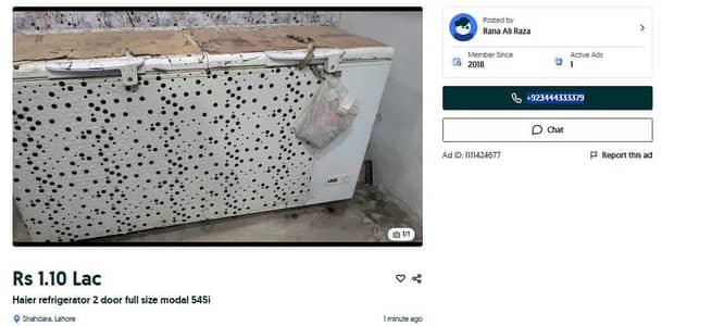 Haier freezer modal 545i 2 door