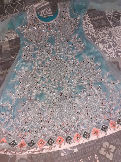 fork with beautiful dabka moti or Sitaron tila work hand embroidery